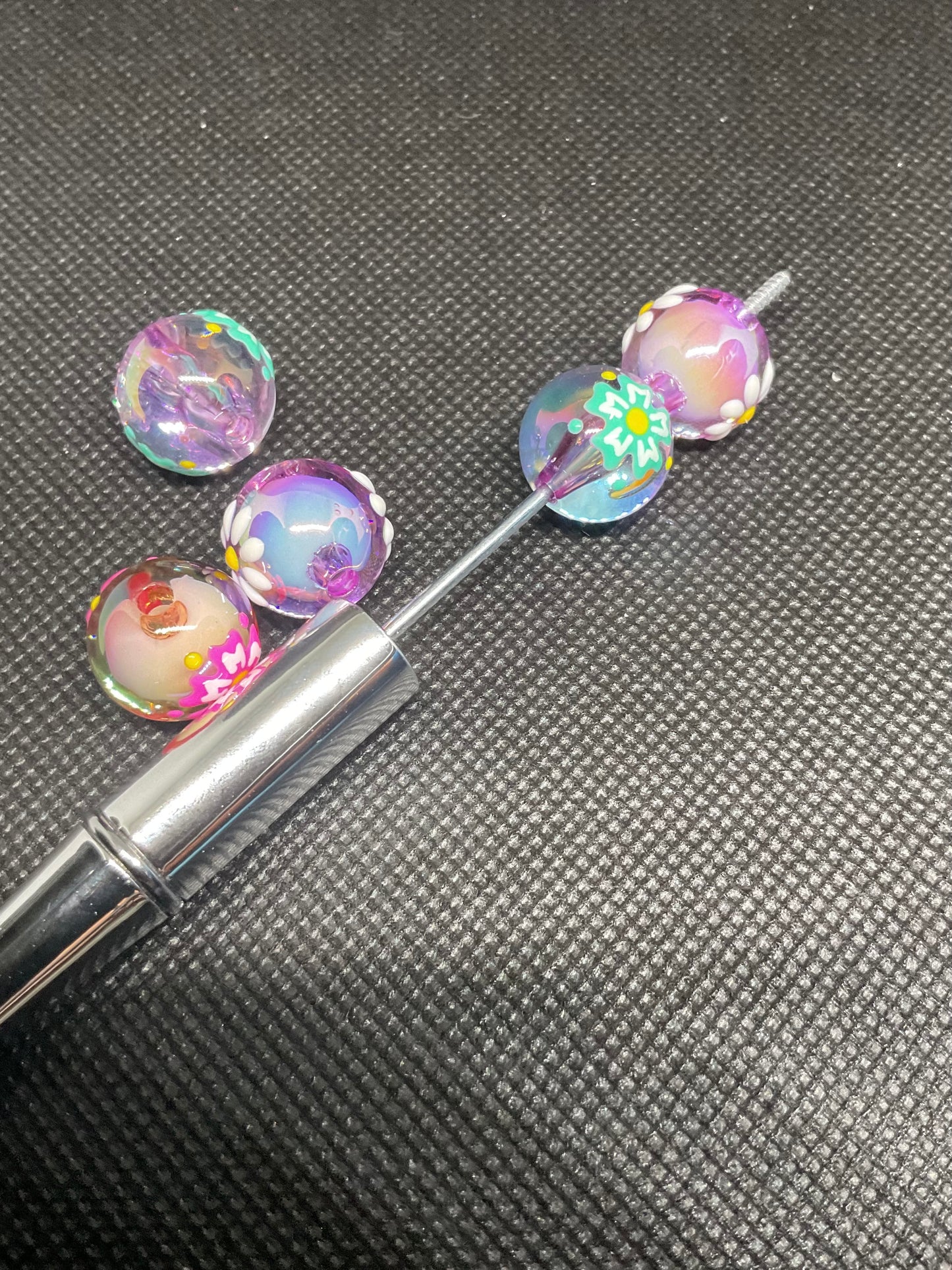 Hand painted Flower Bead