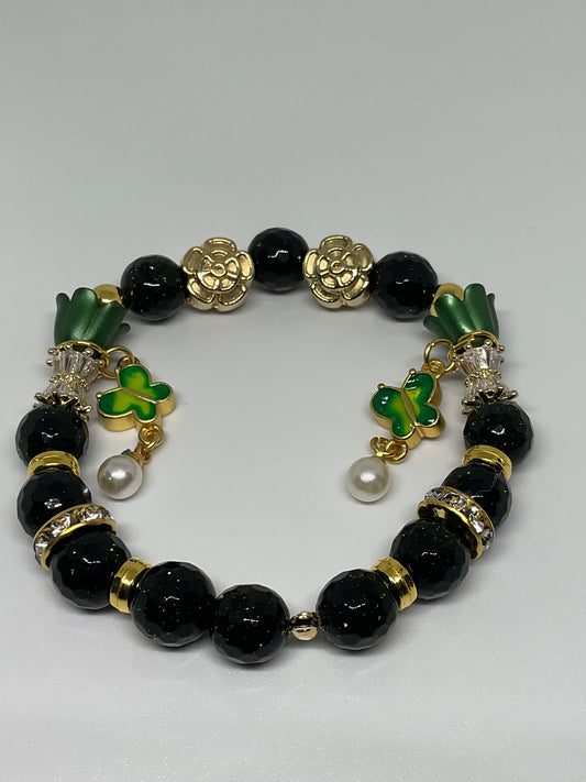 Handmade Dark Green Glitter Bracelet