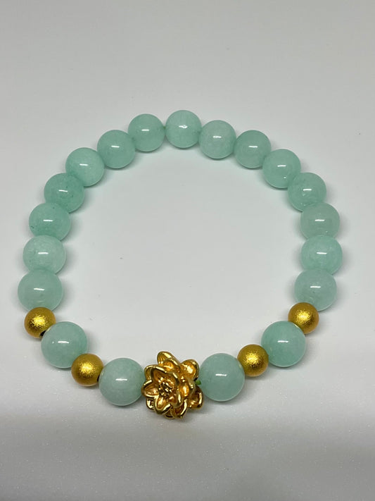 Handmade Mint Green with Gold Bracelet