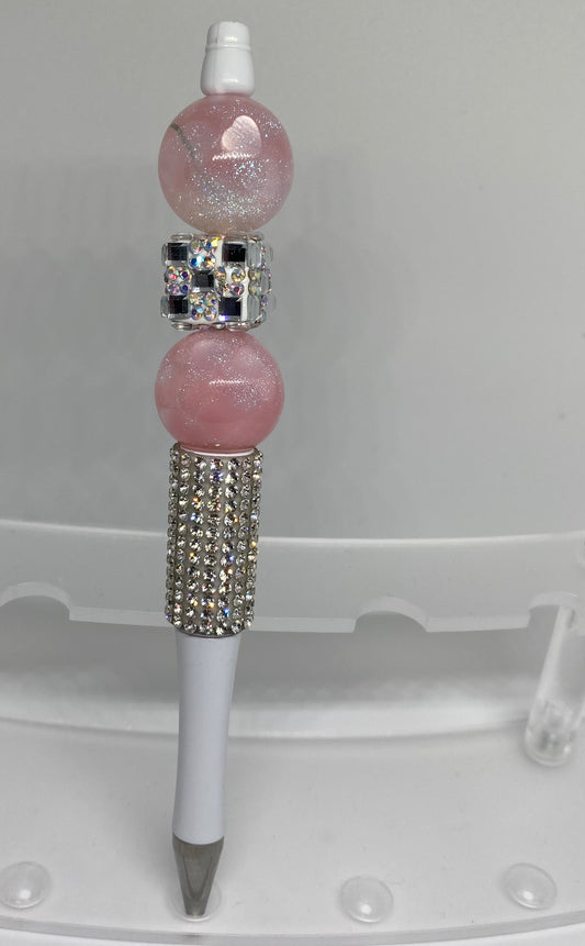 Beadable Pink Glitter Bead Pen