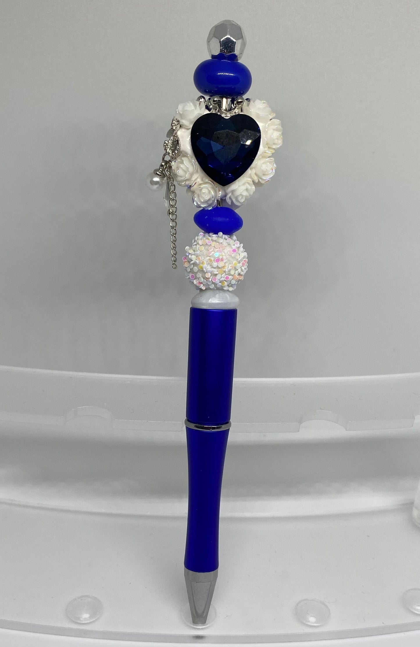 Beadable Blue Heart Pen